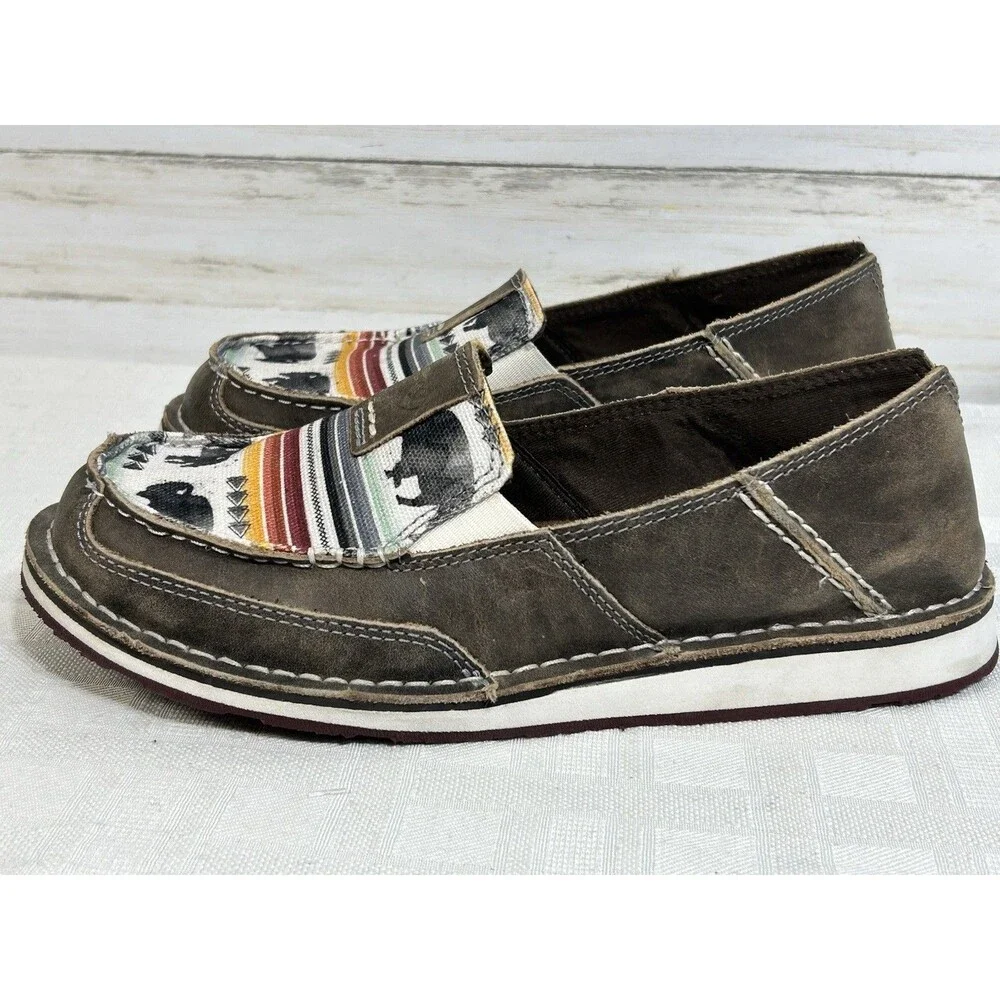 Ariat Women's US 7.5B Cruiser Slip On Shoes Natural Taupe Buffalo Print 10038418